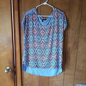 new directions womens sleeveless colorful diamond design pullover top size M